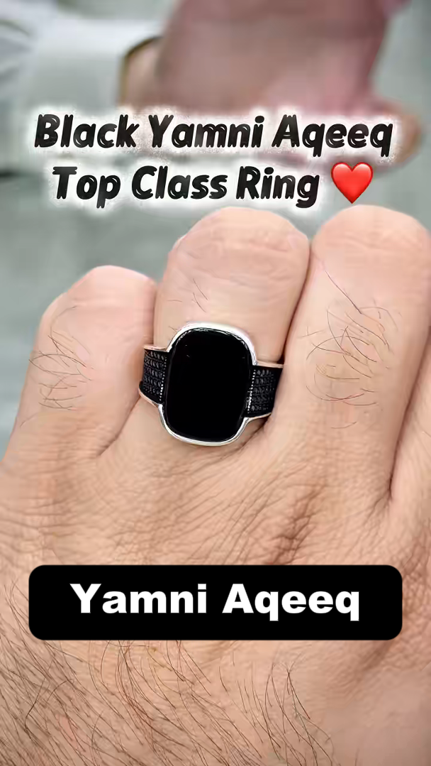 Black Yamni aqeeq ring